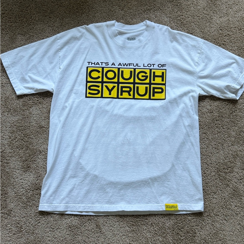 White Graphic Tee with Yellow Accents